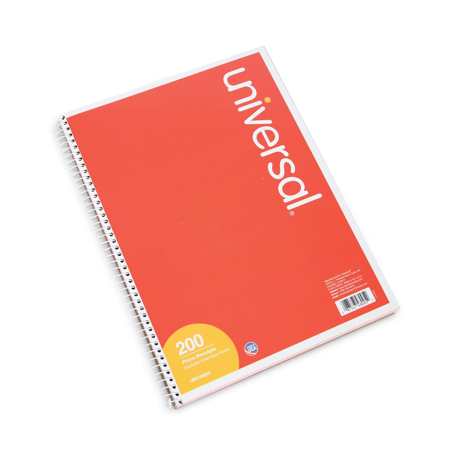 Universal Wirebound Message Books, Two-Part Carbonless, 5.5 x 3.88, 4 Forms/Shee