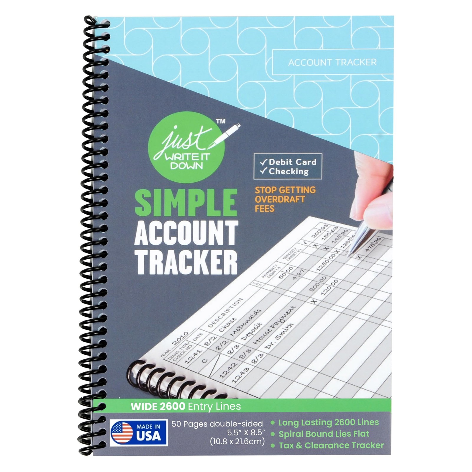 ‘s Premium Check Book Register & Debit Card Ledger Notebook Checking Account…