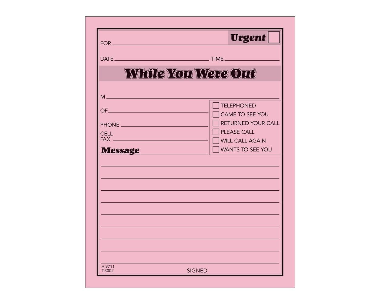TOPS While You Were Out One-Sided Note Pads 4.25 x 5.5 Inches Pink 50 Sheets …