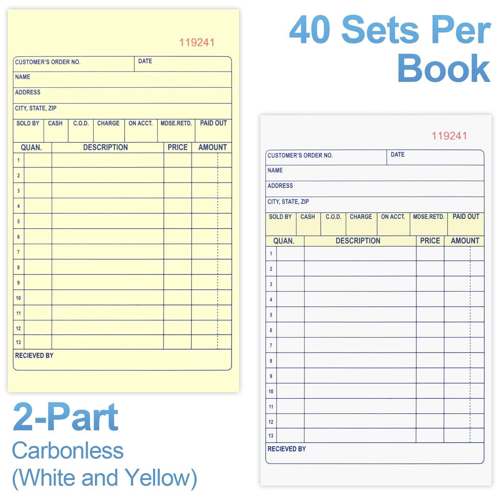 4 Pack Sales Order Book – 2 Part Carbonless Receipt Books 80 Sets Small Business