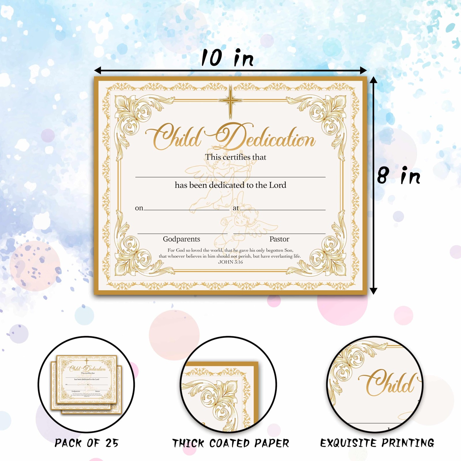 Child Dedication Certificate, Vintage Golden Certificates of Baby…