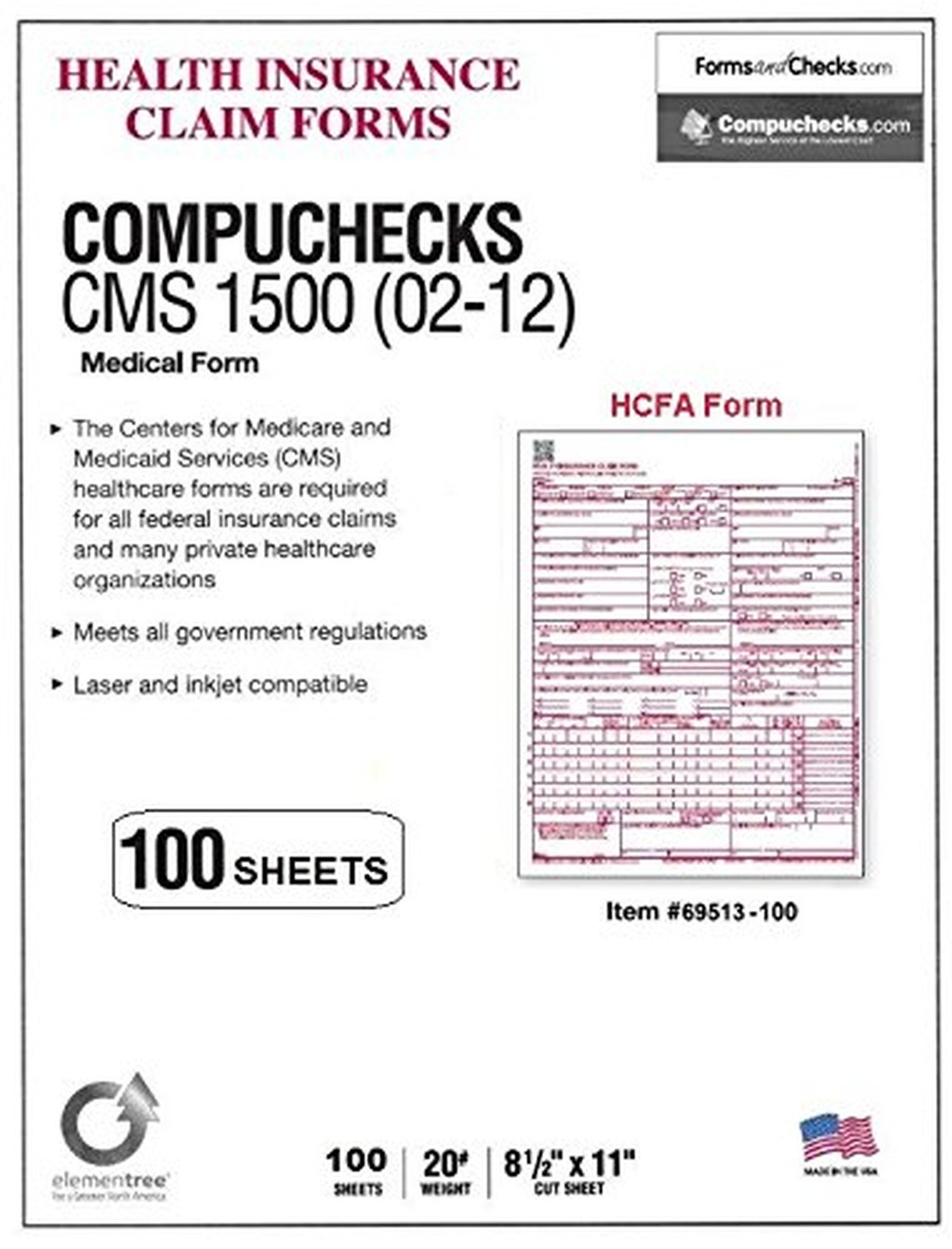 New CMS 1500 Claim Forms – HCFA (Version 02/12) (100 Sheets) 100 Sheets
