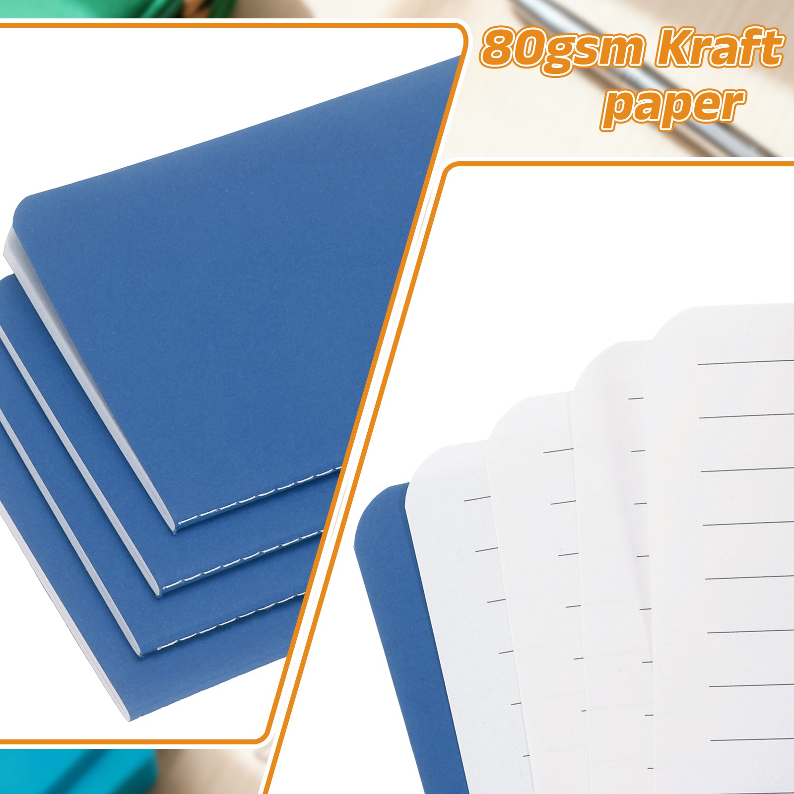 4 Pack A6 Notebook, A6 Journal Mini Notebook Pocket Kraft,Dark Blue
