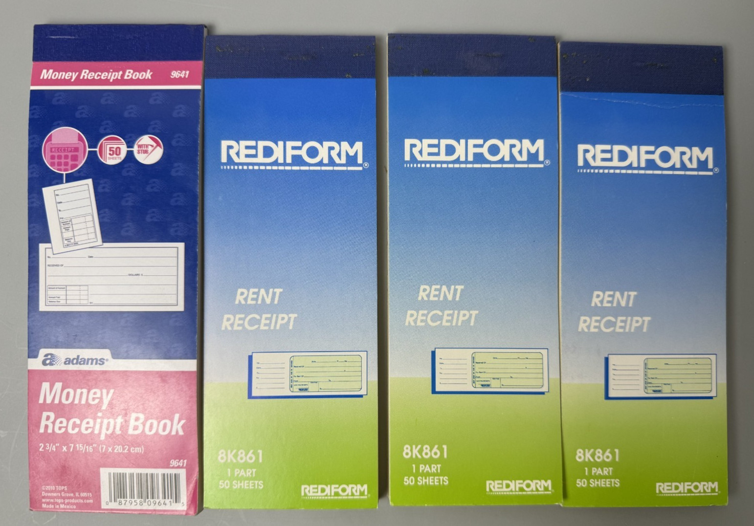 Lot of 4 Rent/Receipt Books Rediform (3) & Adams (1)
