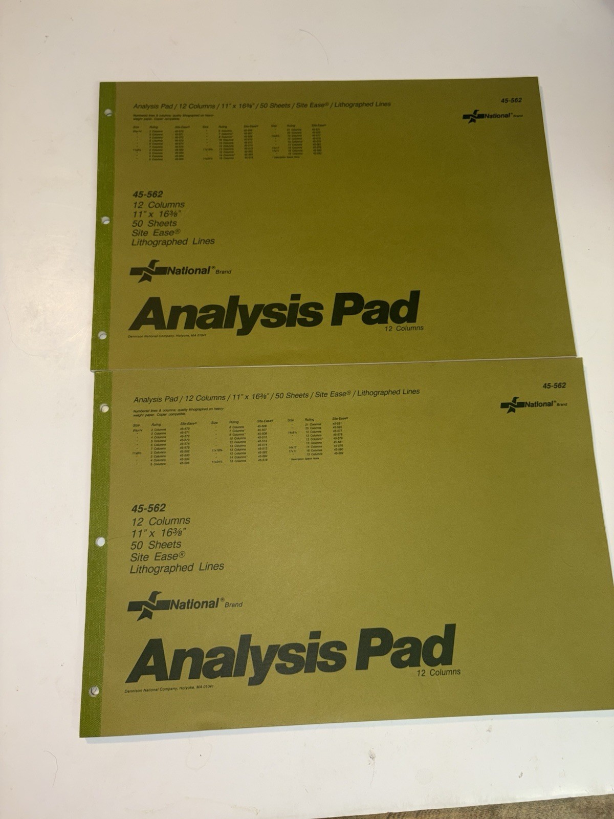 2 Vtg National 12 Column Analysis Pad 45-562 – 11” X 16 3/8” – 50 Sheets Unused