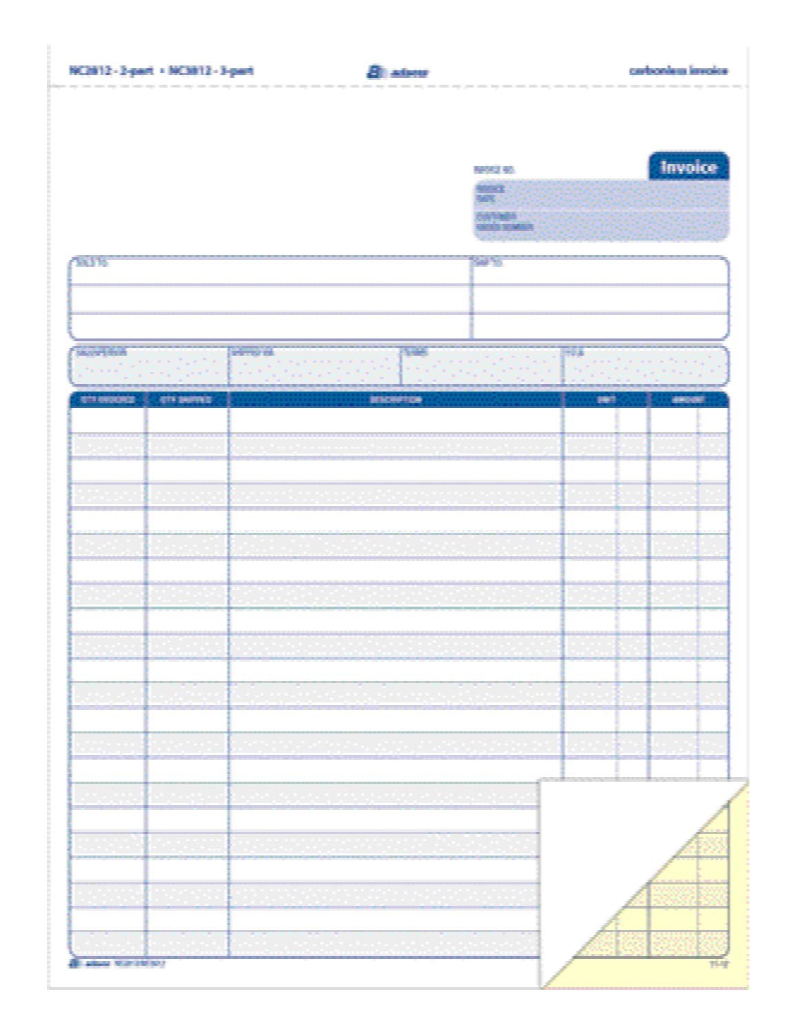 Invoice Unit Set, 8.5 x 11.44 Inch, 2-Part, Carbonless, 100-Pack, White and C…