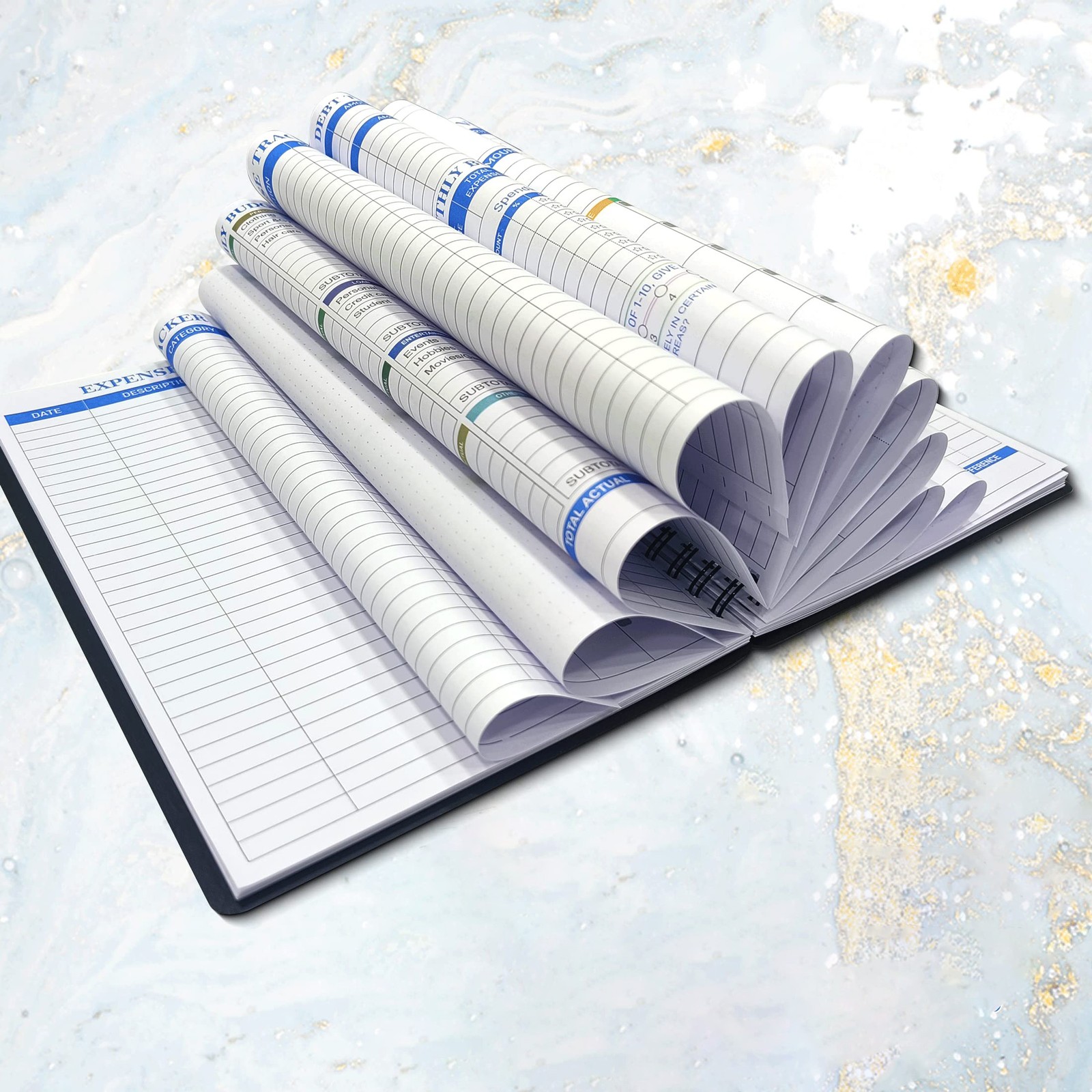 A5 Finance Planner, Undated Account Book, Expense Management, Silver Cover