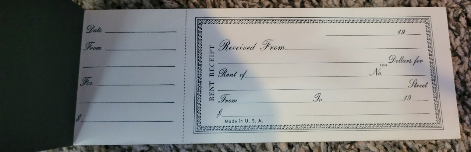 Vintage Book of Rent Receipts unused Vintage Rent Booklet (E)