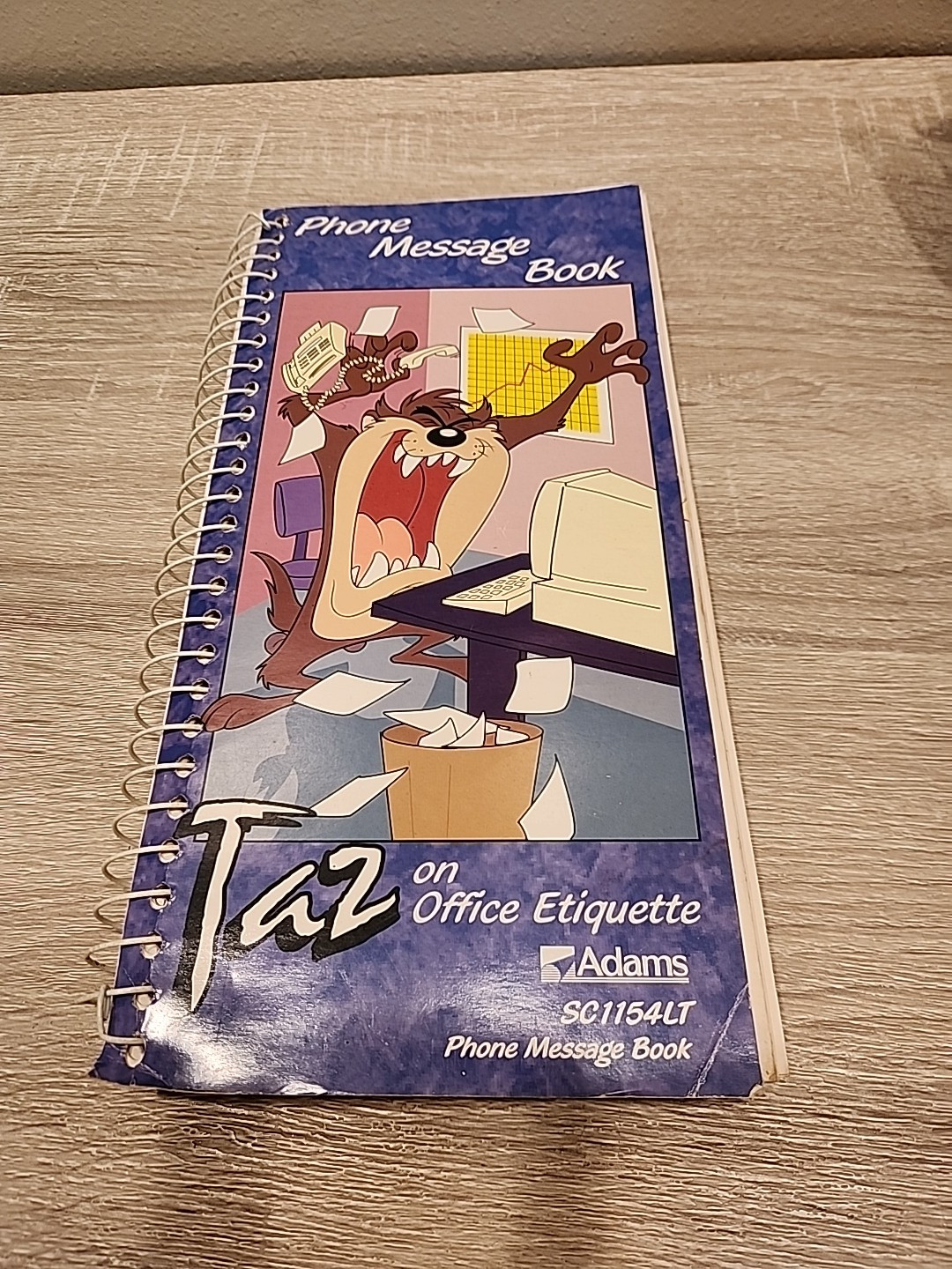 Vintage 1997 Taz On Office Etiquette Phone Message Book Adams SC1154LT Cartoon