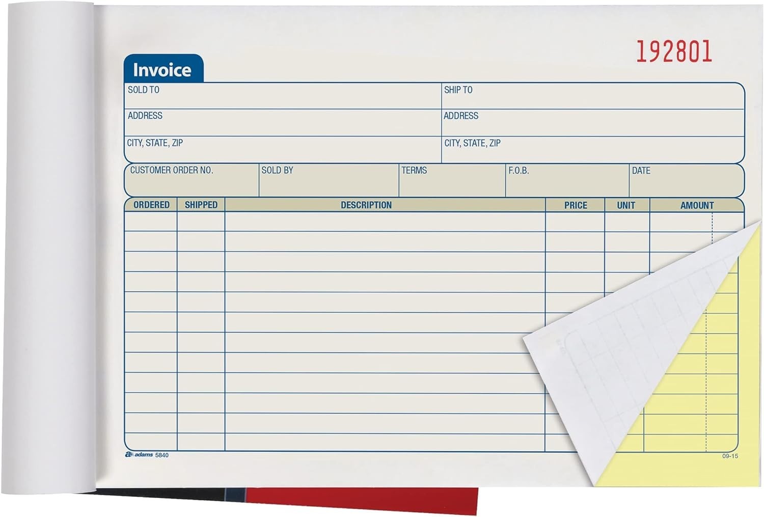 Elegant 2-Part Carbonless Invoice Book – 50 Sets, 5-9/16 x 8-7/16 Inches