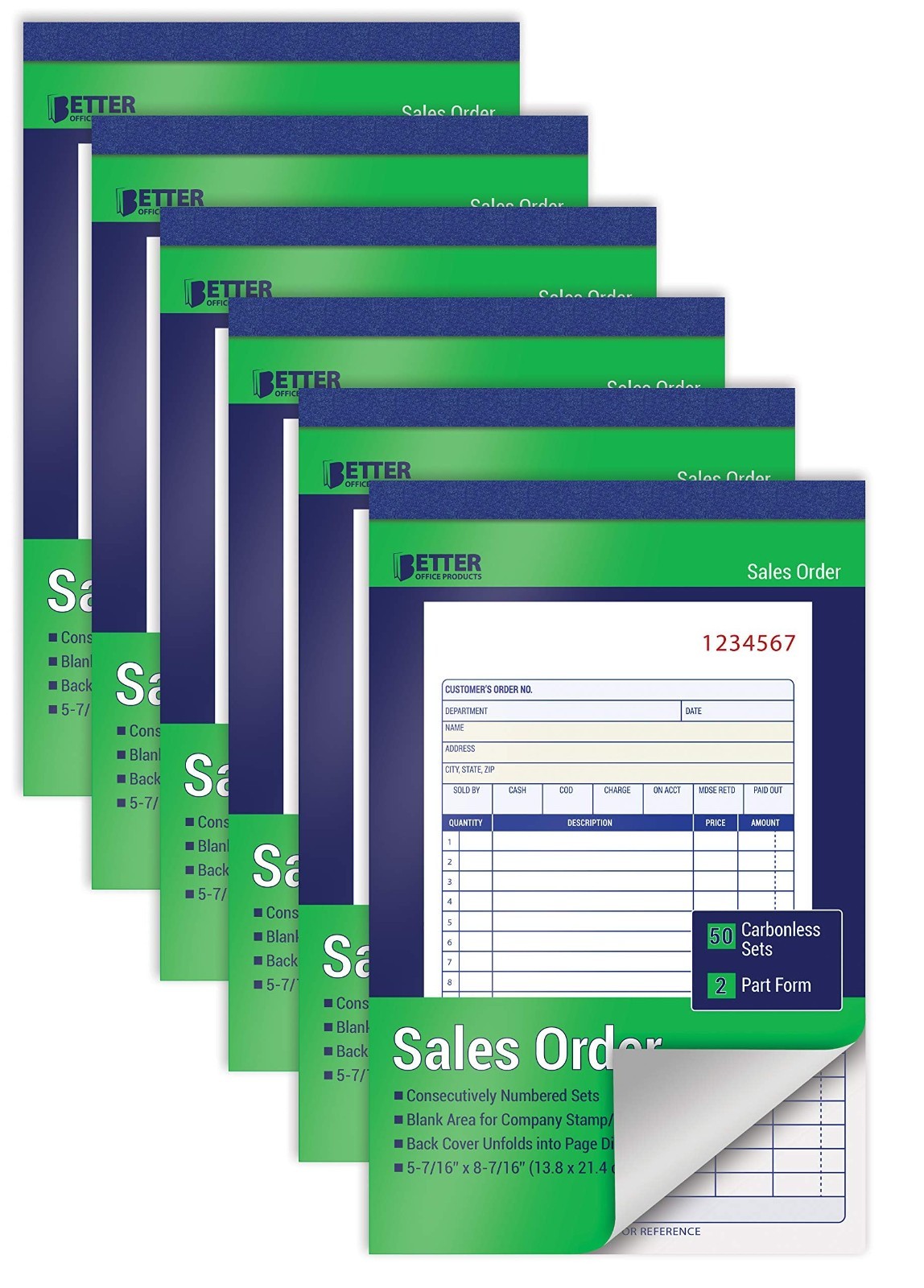 Sales Order Book 6 Pack – 2 Part Carbonless, 50 Sets, Invoice & Receipt Record