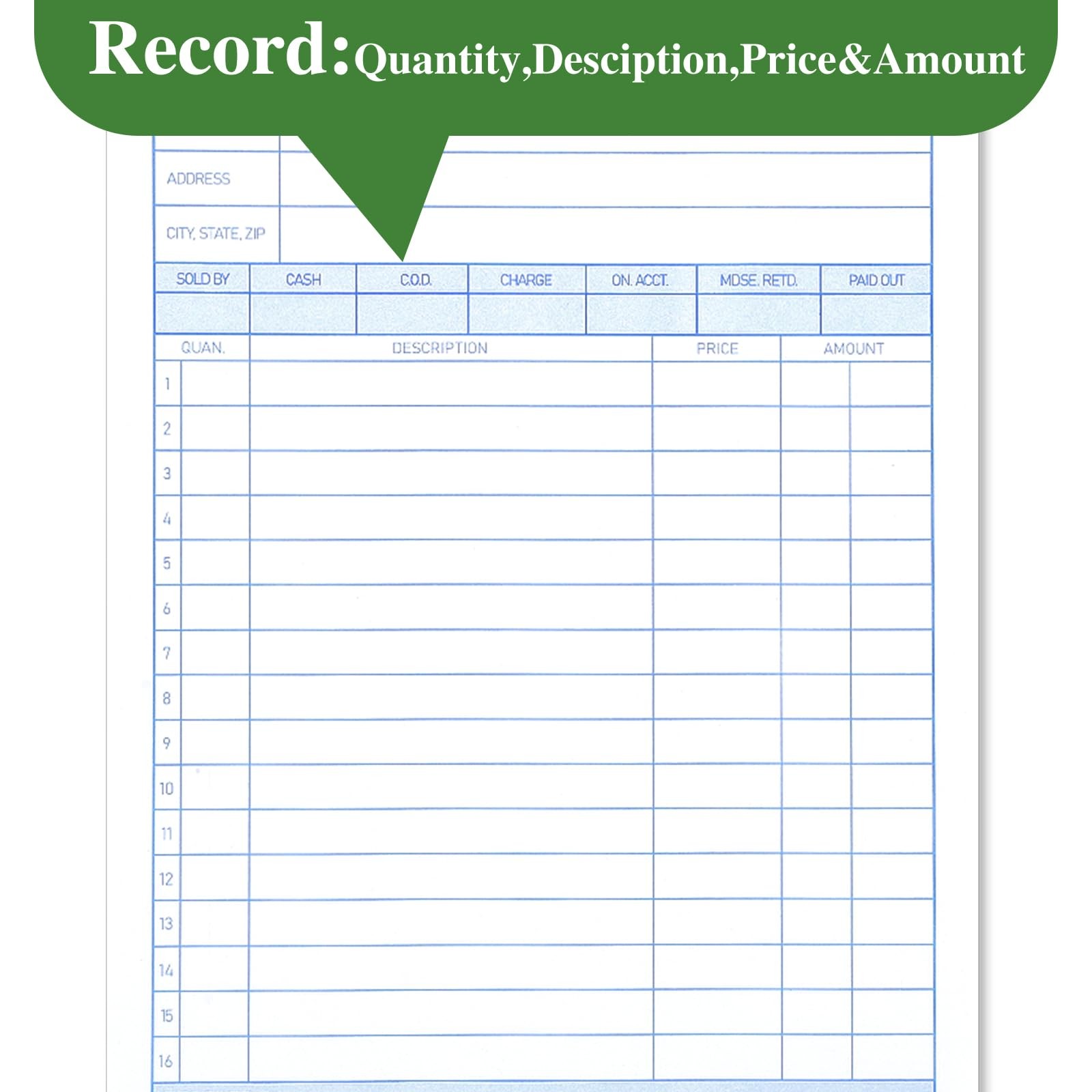 Sales Order Book 3-Part Carbonless 50 Sets White Yellow Pink Receipt 5.56×8.44in