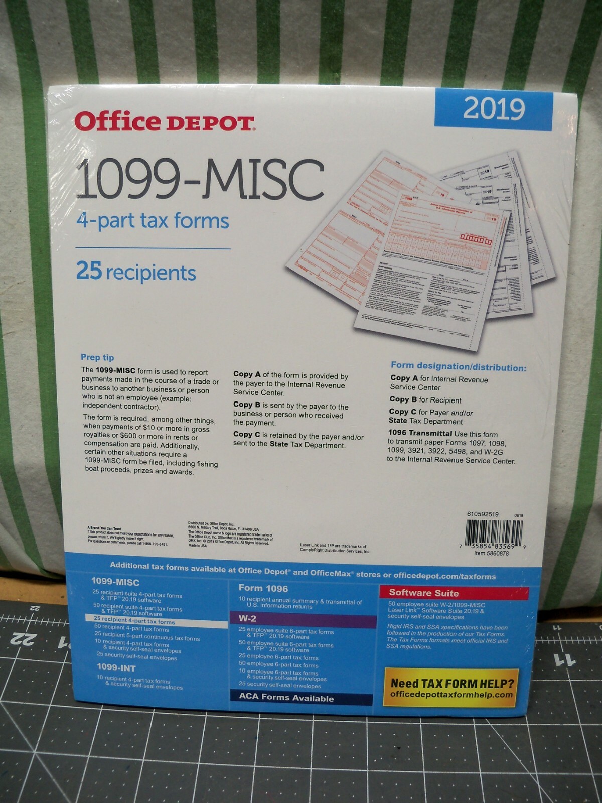 Office Depot 1099-MISC Tax Forms 2019, 2-Up, 4-Part 8-1/2″ x 11″, 25-PK Staples