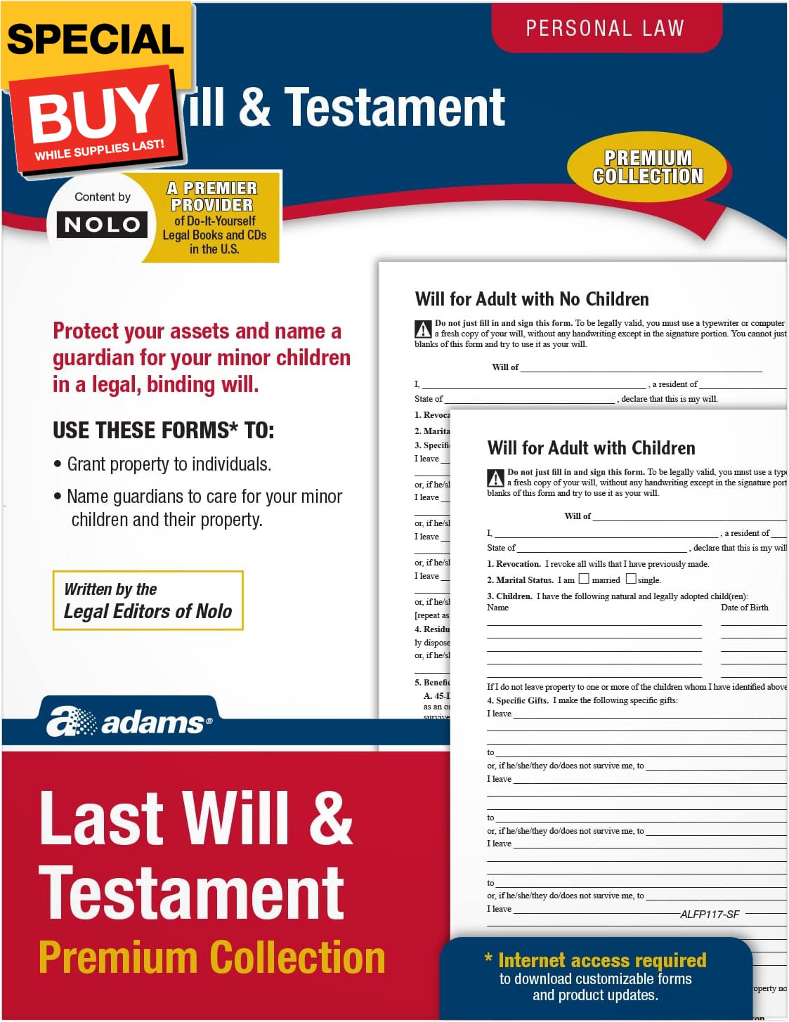 Last Will and Testament with Forms and Instructions (Alfp117),White, 8.5 X 0.12