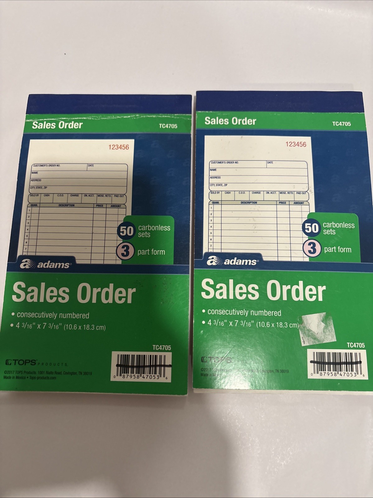 Adams Sales Order Book 2-Part Carbonless White/Canary, Pink 4-3/16 x 7-3/16 “