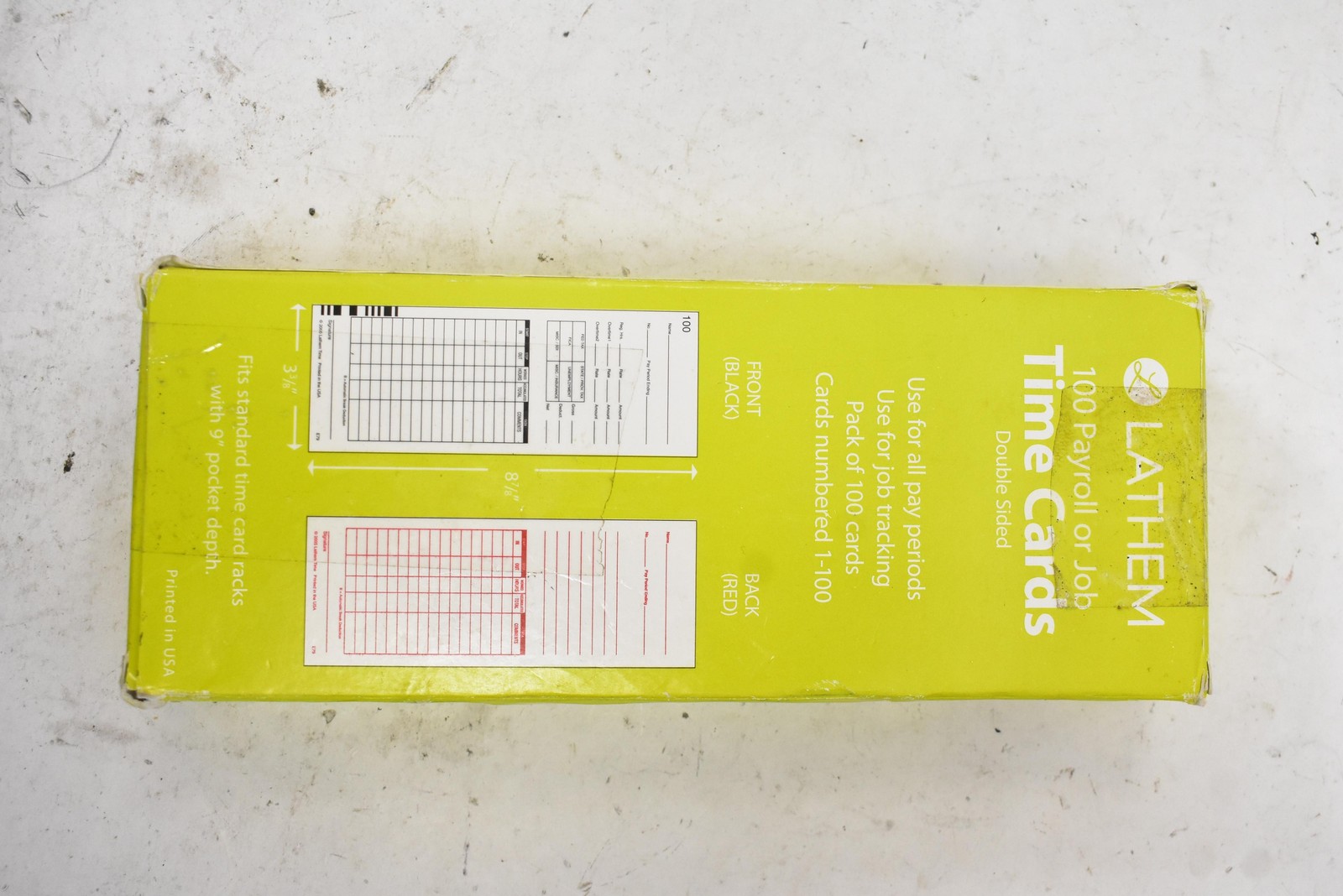 LATHEM 100 Payroll Or Job Time Cards Double Sided E7 Card Part# E79-100