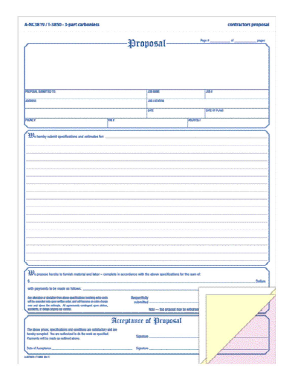Adams Contractor’s Proposal Forms, 8.5 x 11.44 Inch, 3-Part, Carbonless, 50-Pack