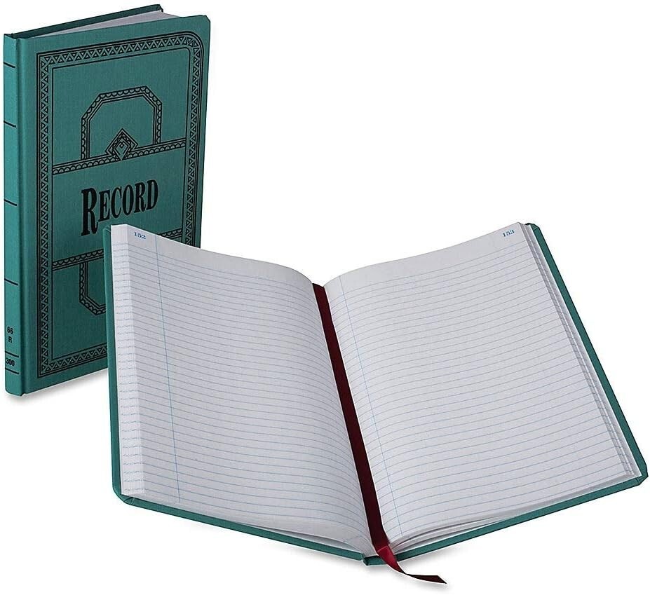66 Series Account Books, Record Ruling, 300 Pages, 12-1/8ʺ x 7-5/8ʺ, Blue