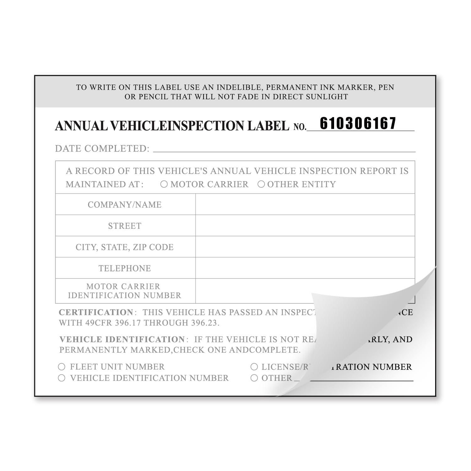 Annual Vehicle Inspection Report Form with Red Exterior Aluminum Inspection L…