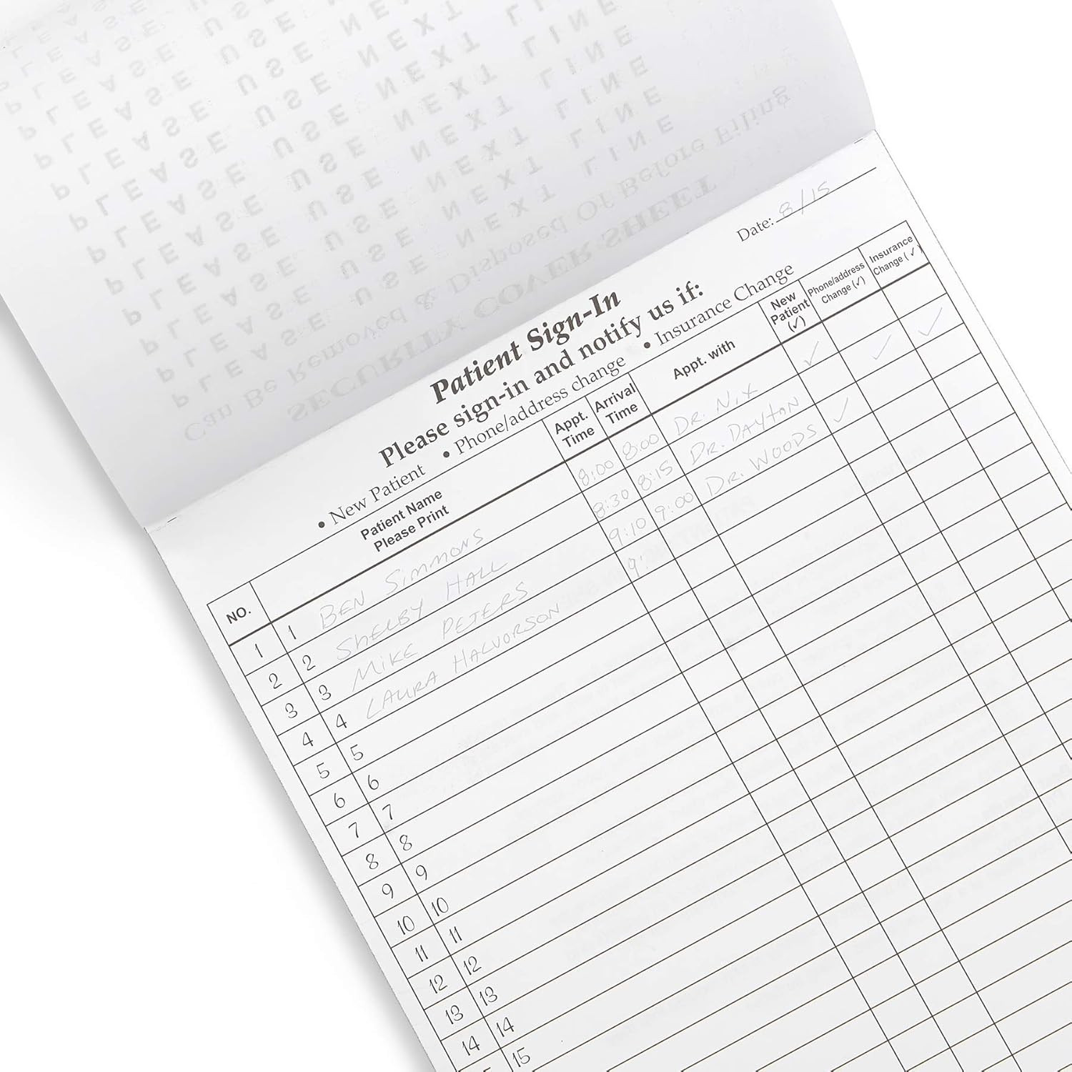 125 Pack HIPAA Compliant Patient Sign-In Sheets with Adhesive Labels, Burgundy