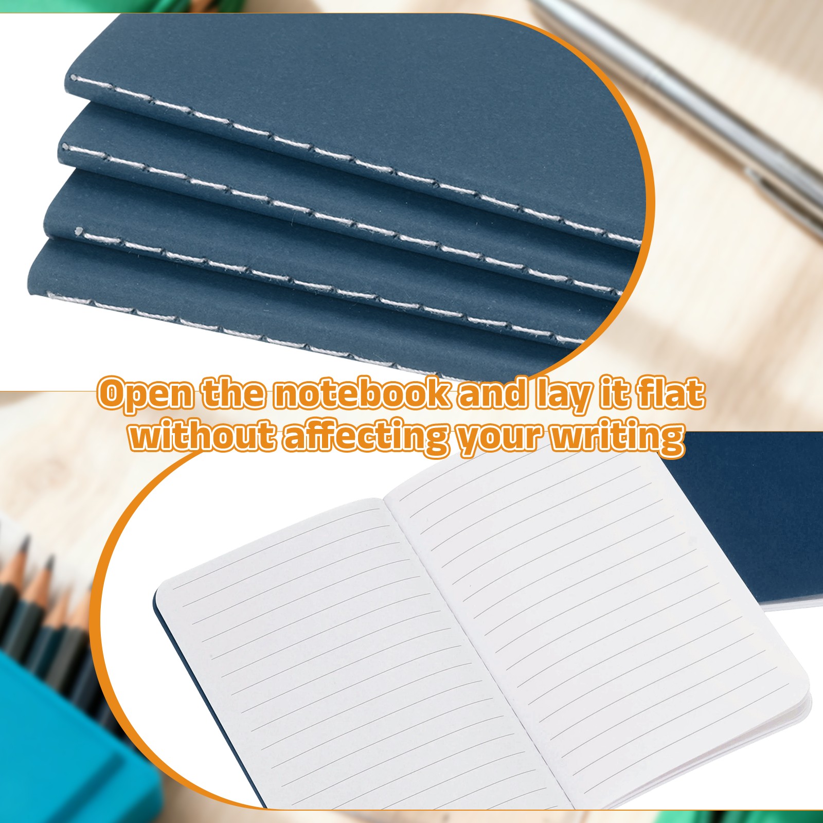 4 Pack A6 Notebook, A6 Journal Mini Notebook Pocket Kraft,Blue Tone