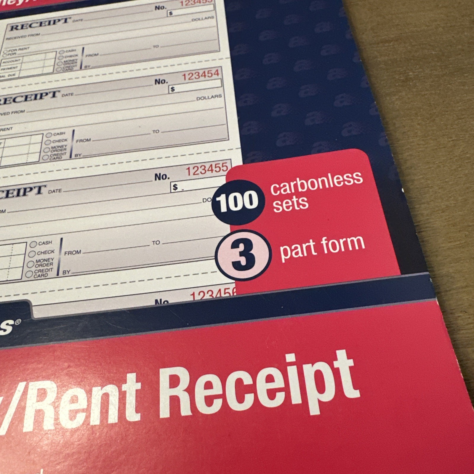 Money and Rent Receipt Book, 3-Part, Carbonless, White/Canary/Pink, 7-5/8″ X 11”
