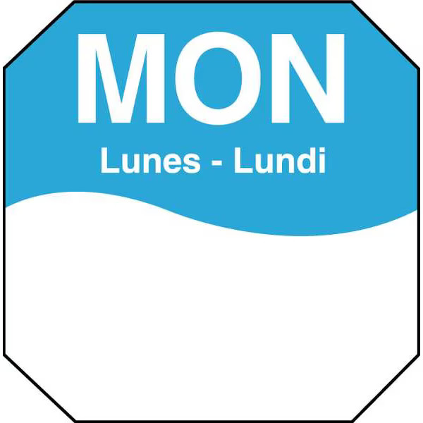 Daymark Day Label,Monday,3-2/7 In. W,PK1000 1100601 Daymark 1100601 083491006010