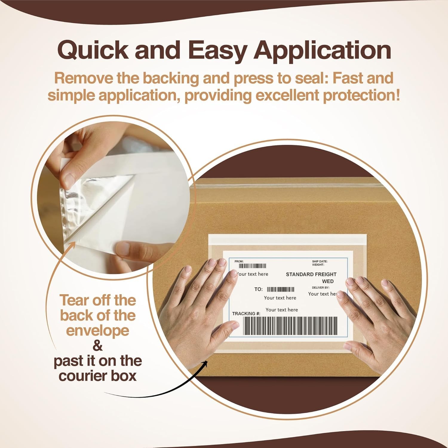 100 PCS 9.5×12 Inch Shipping Label Sleeves Adhesive Packing Slip Pouches Mat