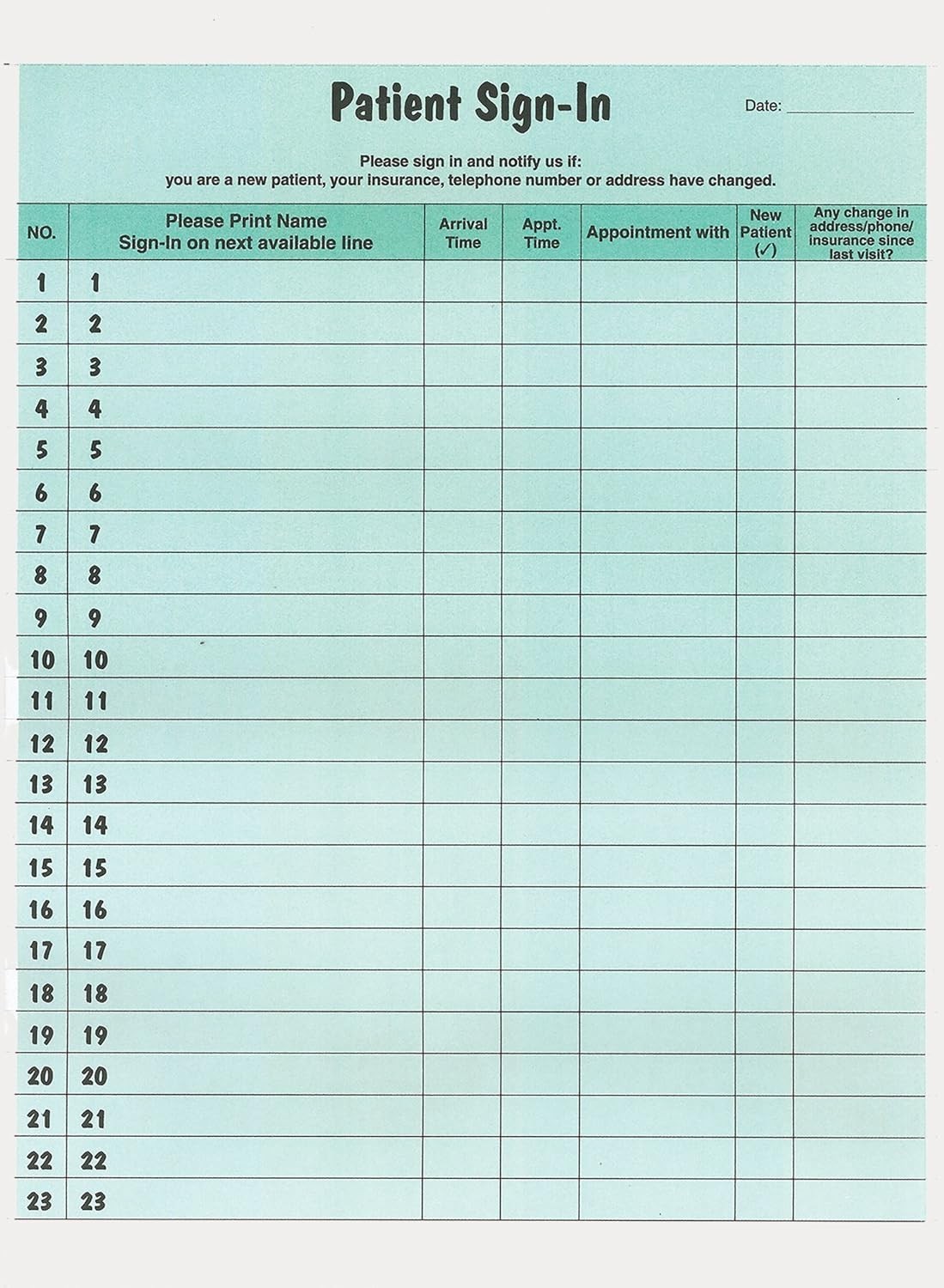 Daily Patient Logs & Sign-in Forms – 250 Sheets, 8-1/2″ x 11″, Confidential