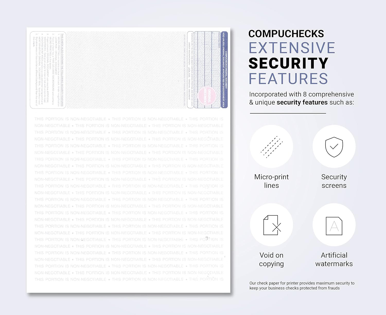 500 High Security Blank Checks – Red/Blue Mazed Design, 70 lb Weight