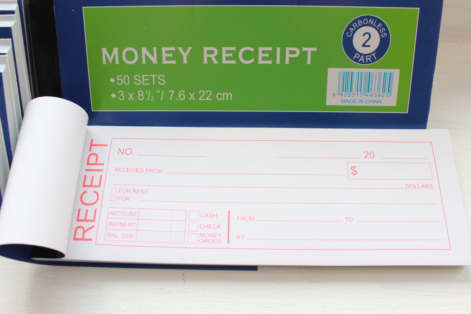 10X Rent receipt Cash Money record book 2 part 50 sets duplicate form Carbonless