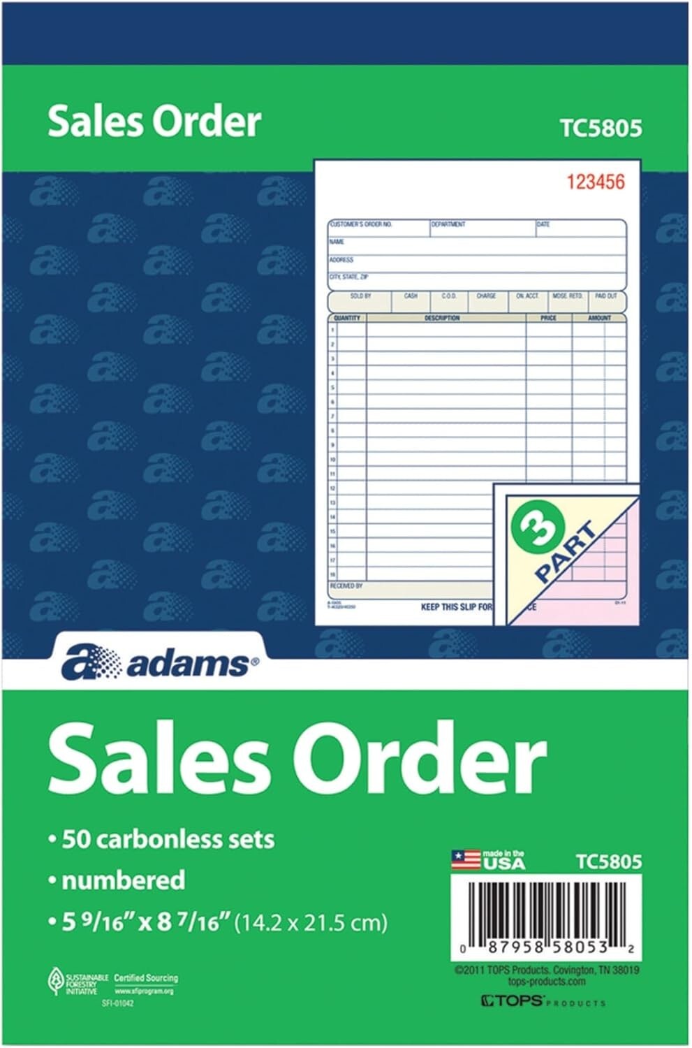 Carbonless 3-Part Order Book for Business – 50 Premium Sets, White/Pink/Canary