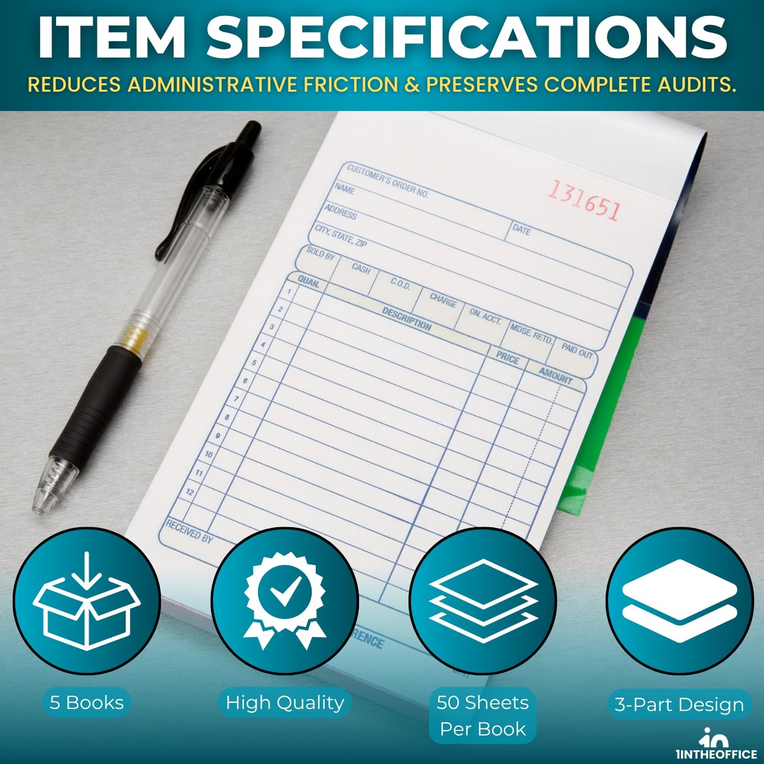 Blue Carbonless Sales Order Book 50 Sheets 3 Part Blue White Carbonless Forms