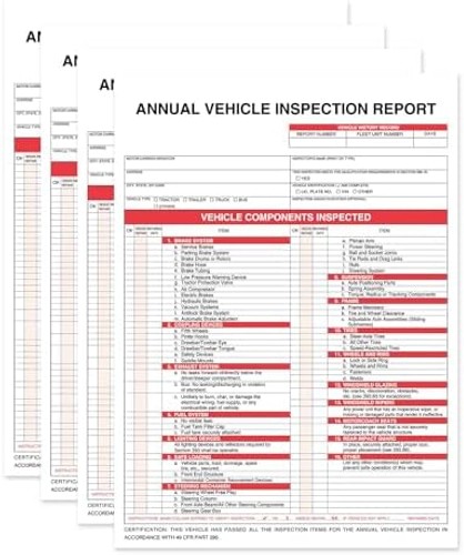 Annual Vehicle Inspection Report Form 25-pk 3-Ply Carbonless, 8.5″ x 11.75″ +…