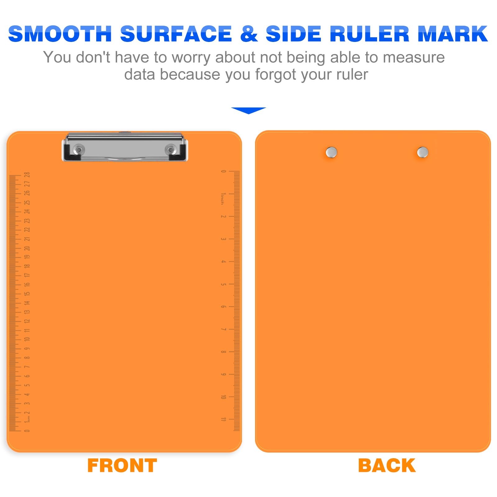 HERKKA 15 Pack Plastic Clipboards, Assorted Color, Low Profile,