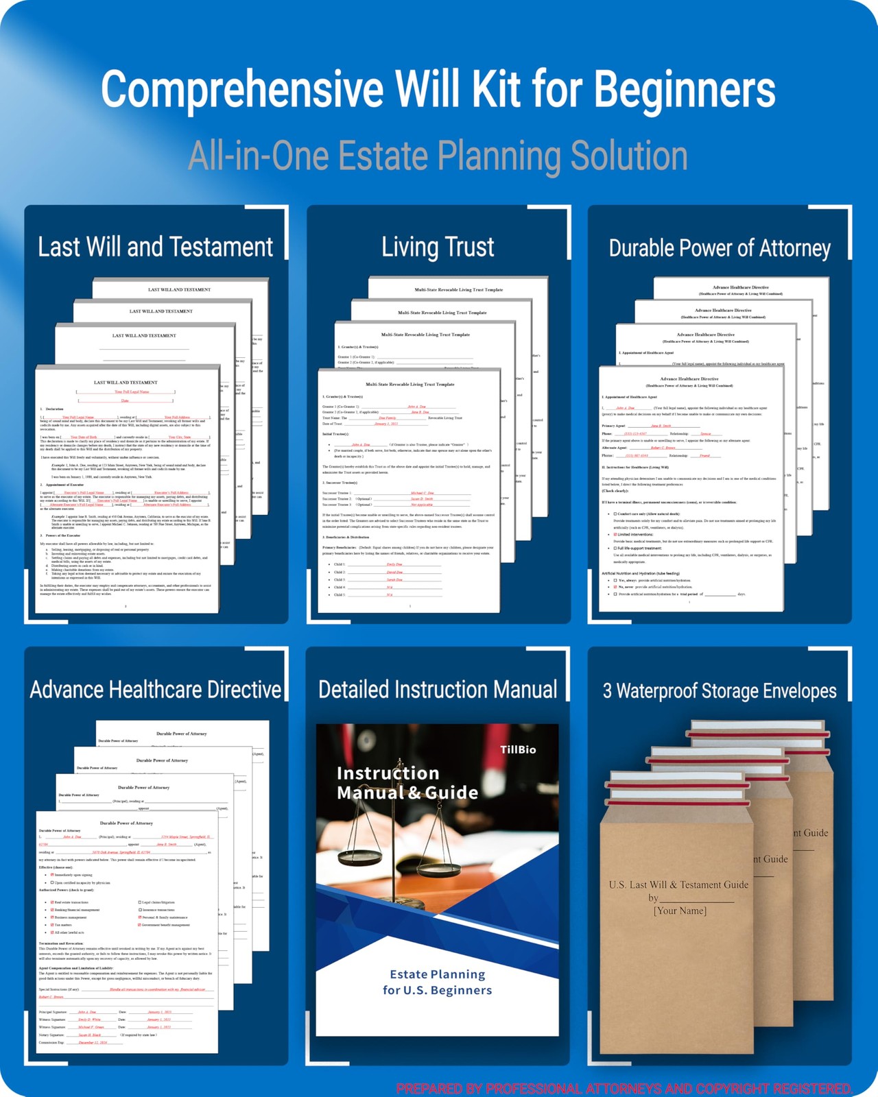TillBio 2026 4-in-1 Estate Planning Kit – Includes Last Large, Black&red