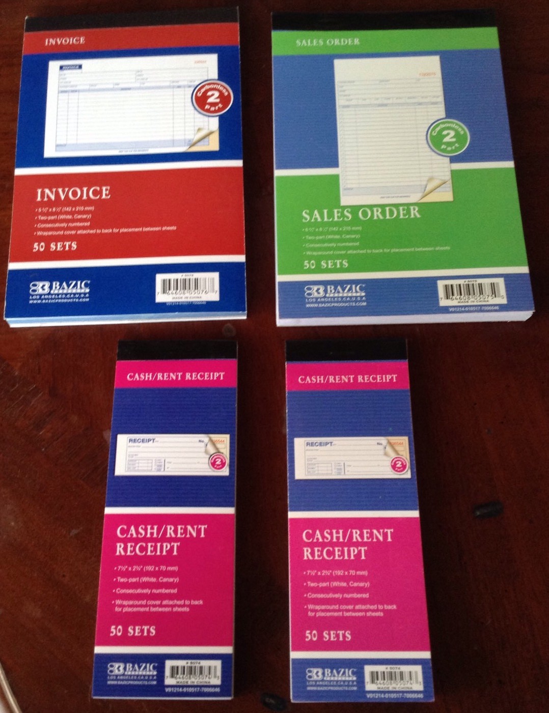 4Pcs 2 Part Carbonless Invoice,Sales Order,cash/ Rent Receipt Form 50 Set