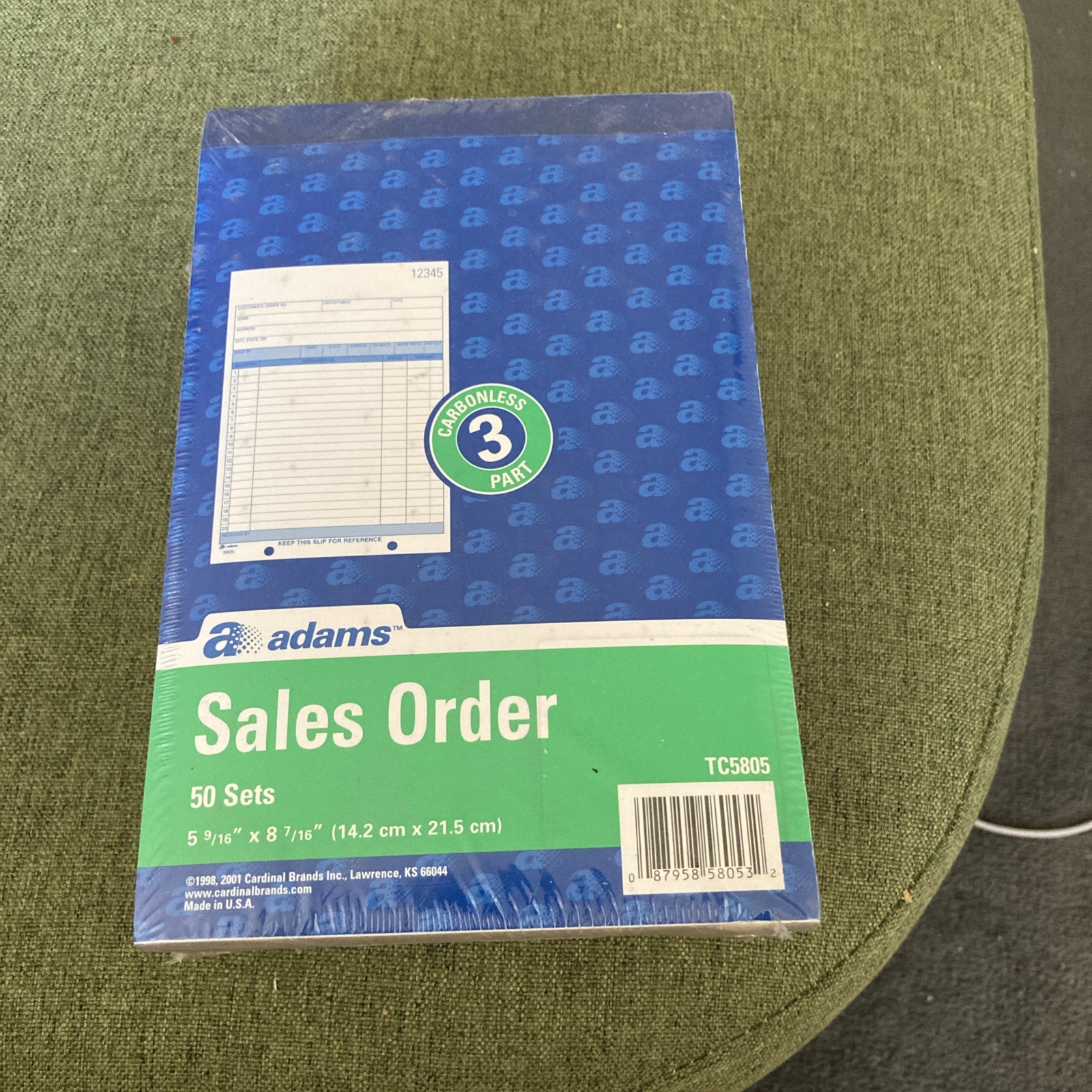 Sales Order Book, 5 booklets , 3Part, Carbonless, White/Canary/Pink,