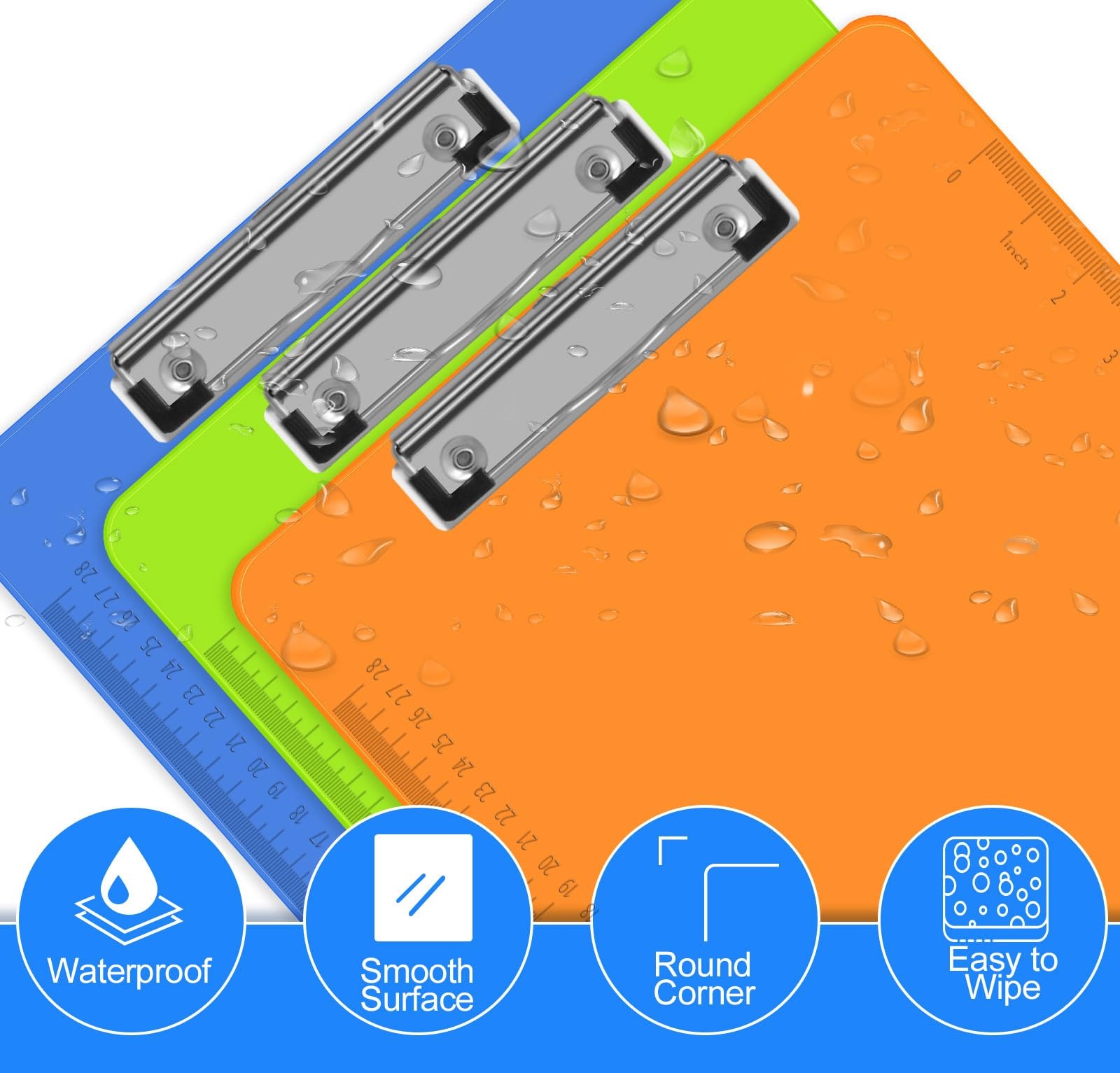HERKKA 15 Pack Plastic Clipboards, Assorted Color, Low Profile,