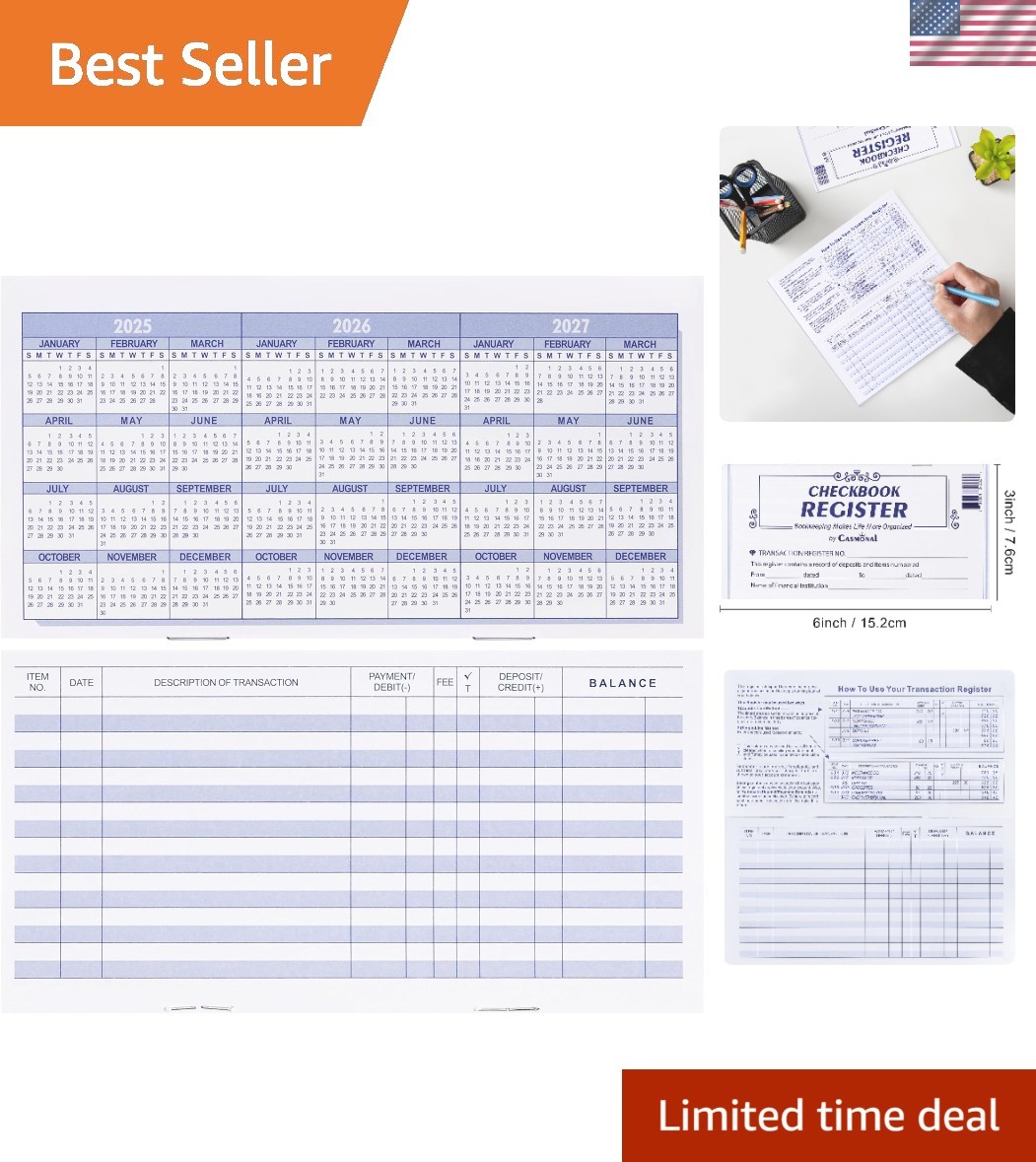 20 PCS Check Registers for Personal Checkbook, Easy to Read Checkbook Register