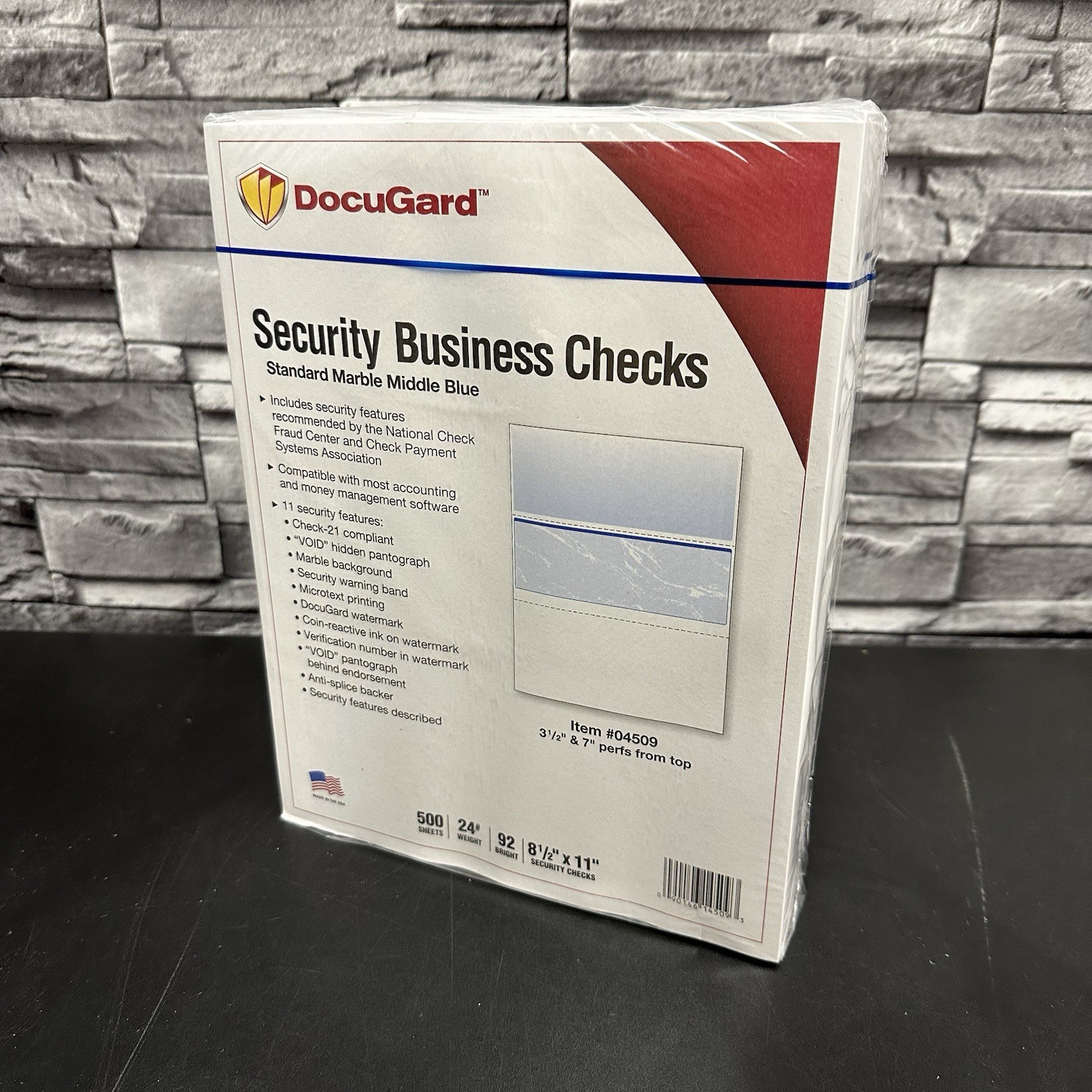 Docugard Security Business Checks 11 8.5×11 Blue Marble Top 500/Ream 04509