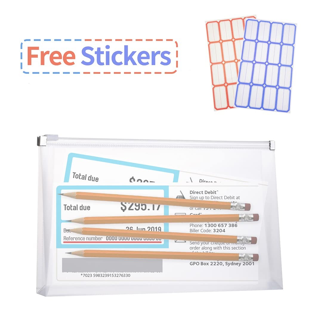 18 Pcs 5″ x 10″ Plastic Envelopes with Zipper, Clear Pencil Small, 18pcs
