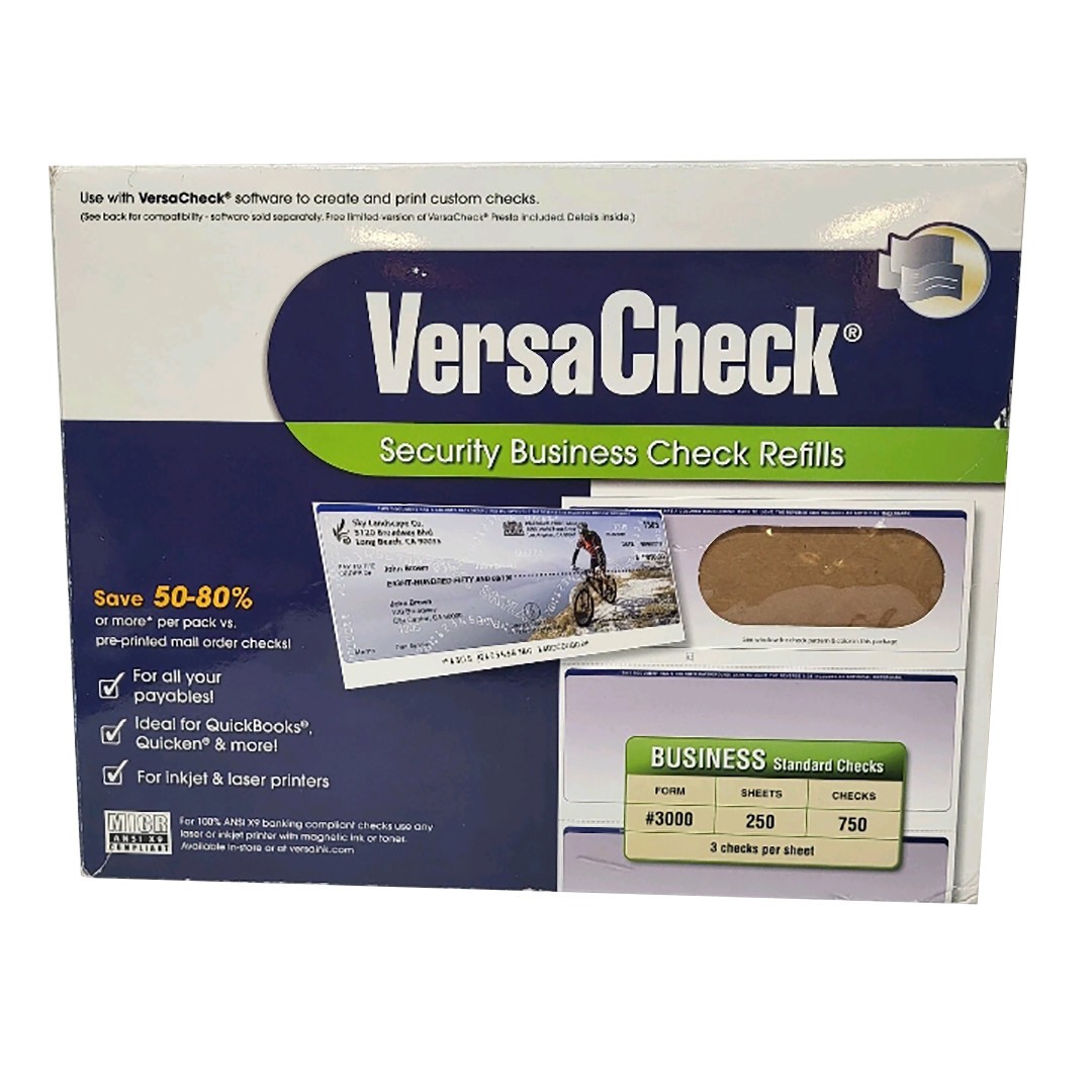 VersaCheck Security Business Check Refills 750 Standard Checks Form #3000