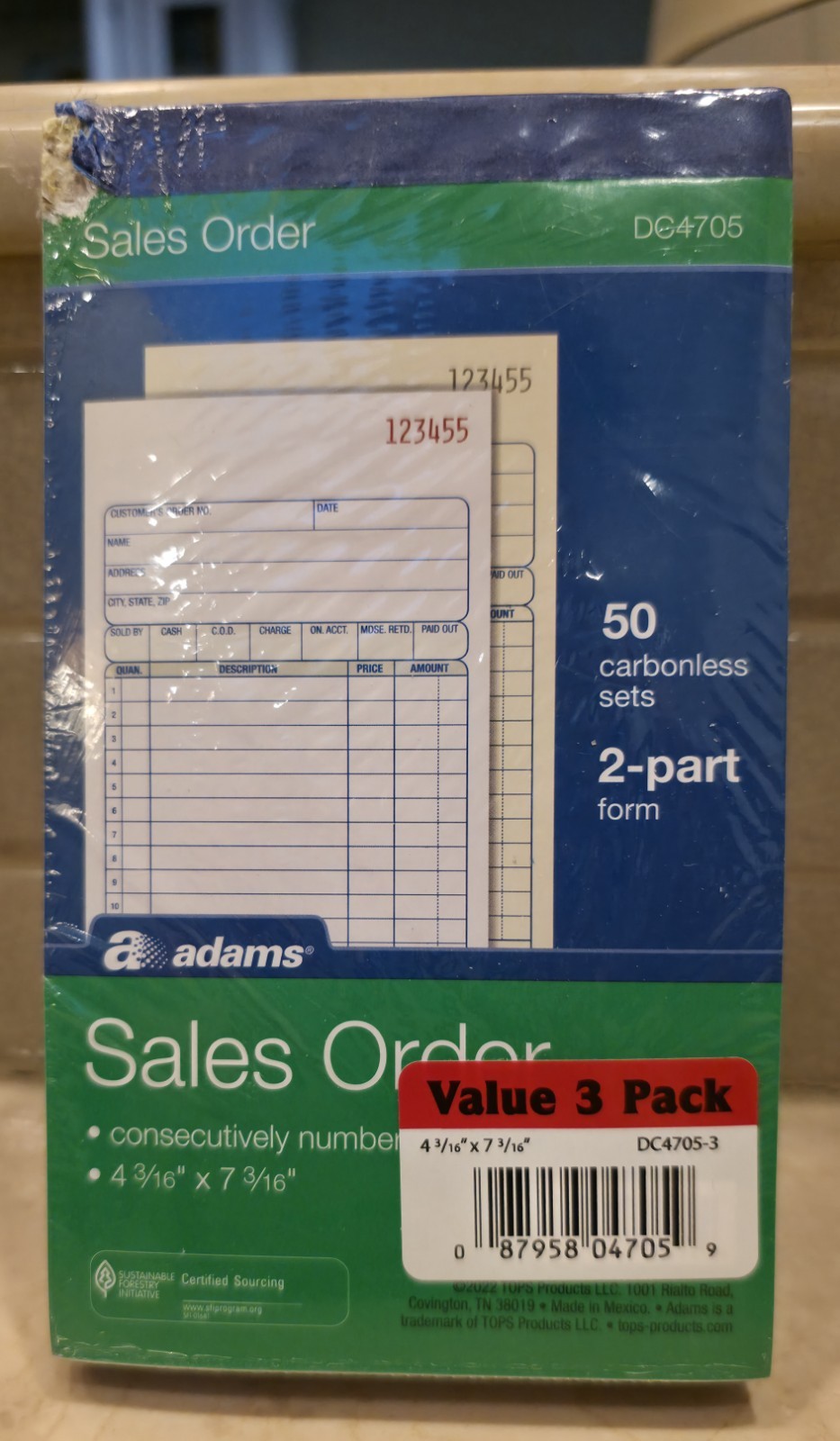 Sales Order DC4705 50 Carbonless Duplicate 2 Part. 3 Packs Total Of 150