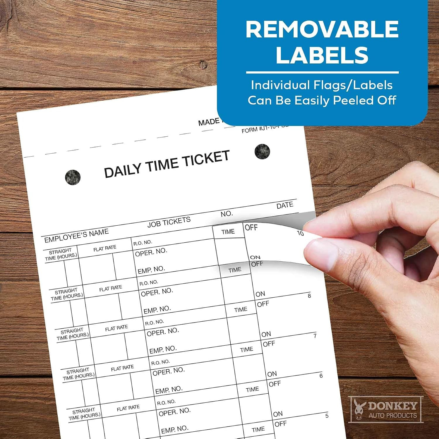 Daily Time and Job Ticket – 10 Labels per Sheet (3-Part) (Form JT-10-PSG) (500 p
