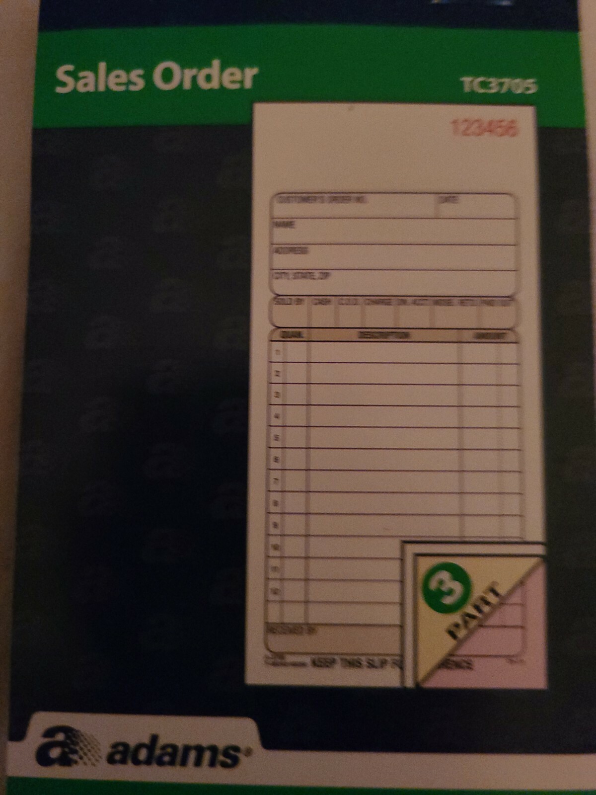 Adams General Purpose Sales Book Carbonless 3-Part- Item# TC3705, 50 sets-New
