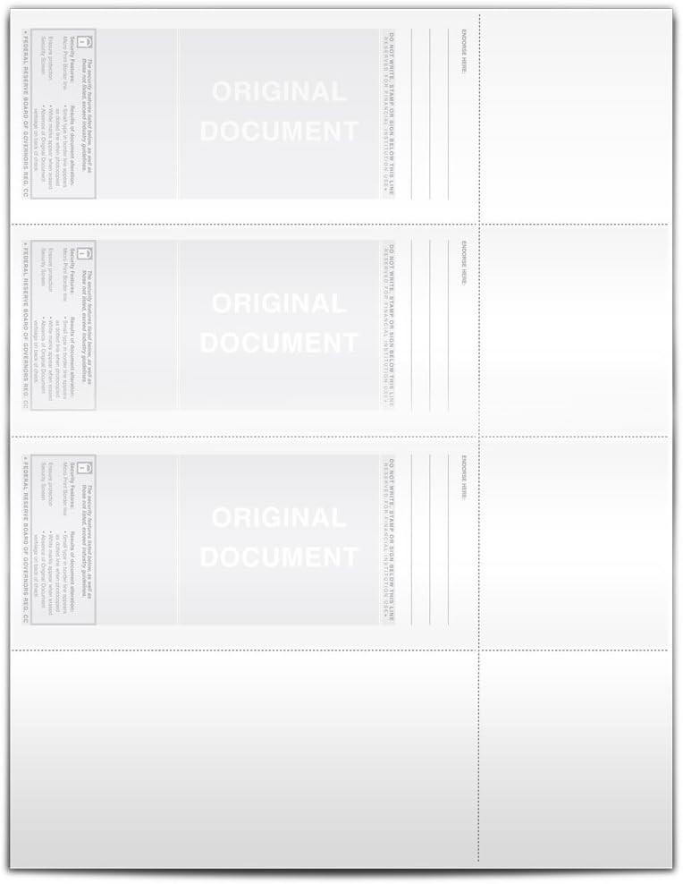 VersaCheck Secure Checks – 750 Blank Business or 250 Sheets, White Canvas