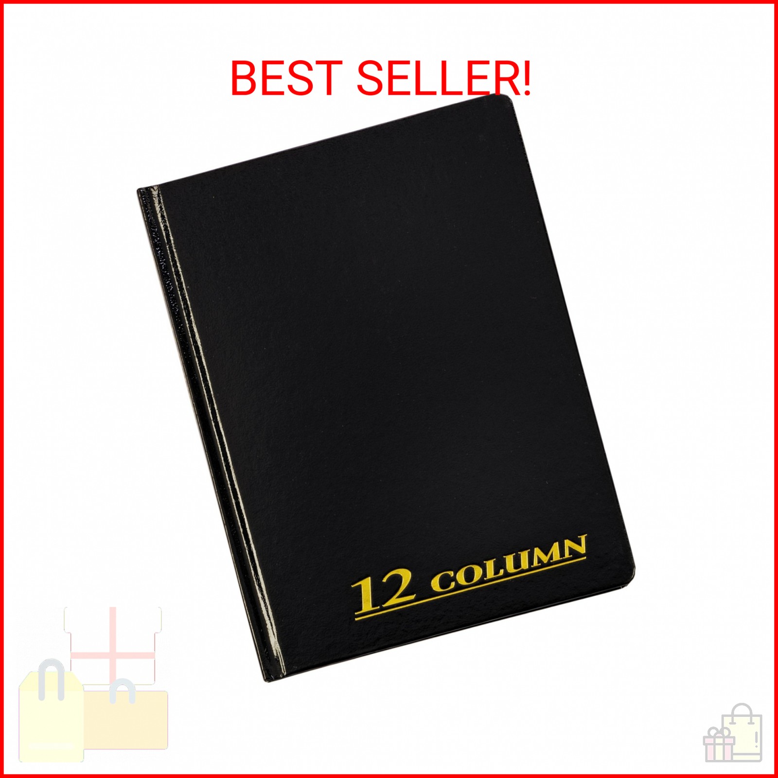 Adams Account Book, 7 x 9.25 Inches, Black, 12-Columns, 80 Pages (ARB8012M)