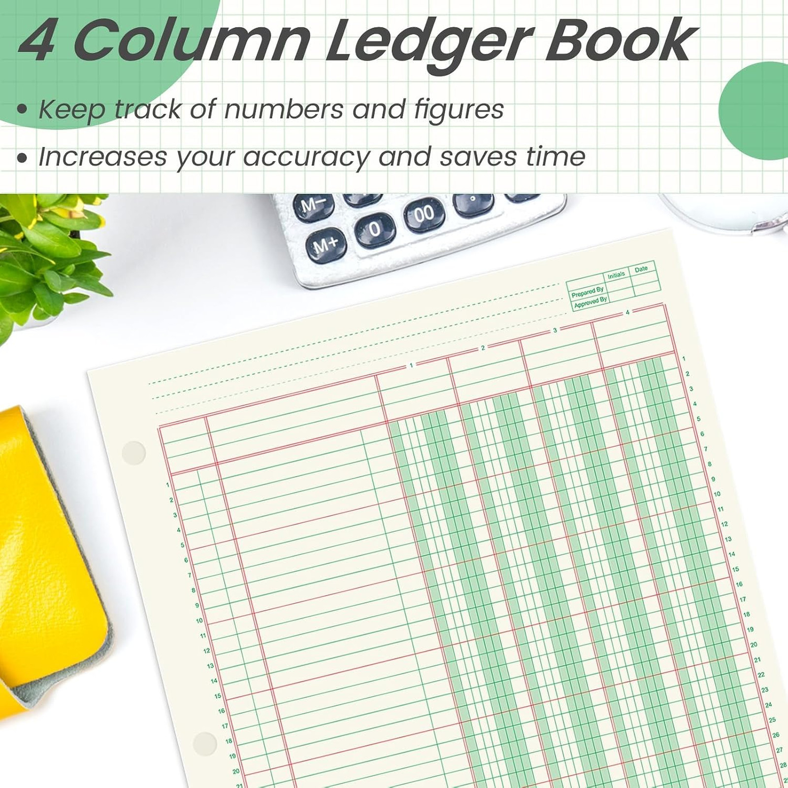 gisgfim 2 Pads 100 Sheets Columnar Analysis Pad 3 Hole Punch Accounting Ledger