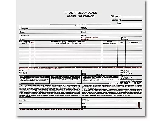 🌹Straight 3-Part Bill of Lading Carbonless 250 Forms 8.5″ x 7″ Model S-9619🌹